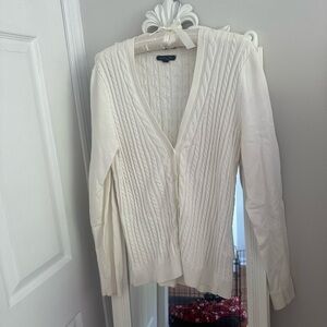 Lands End cream cardigan sweater